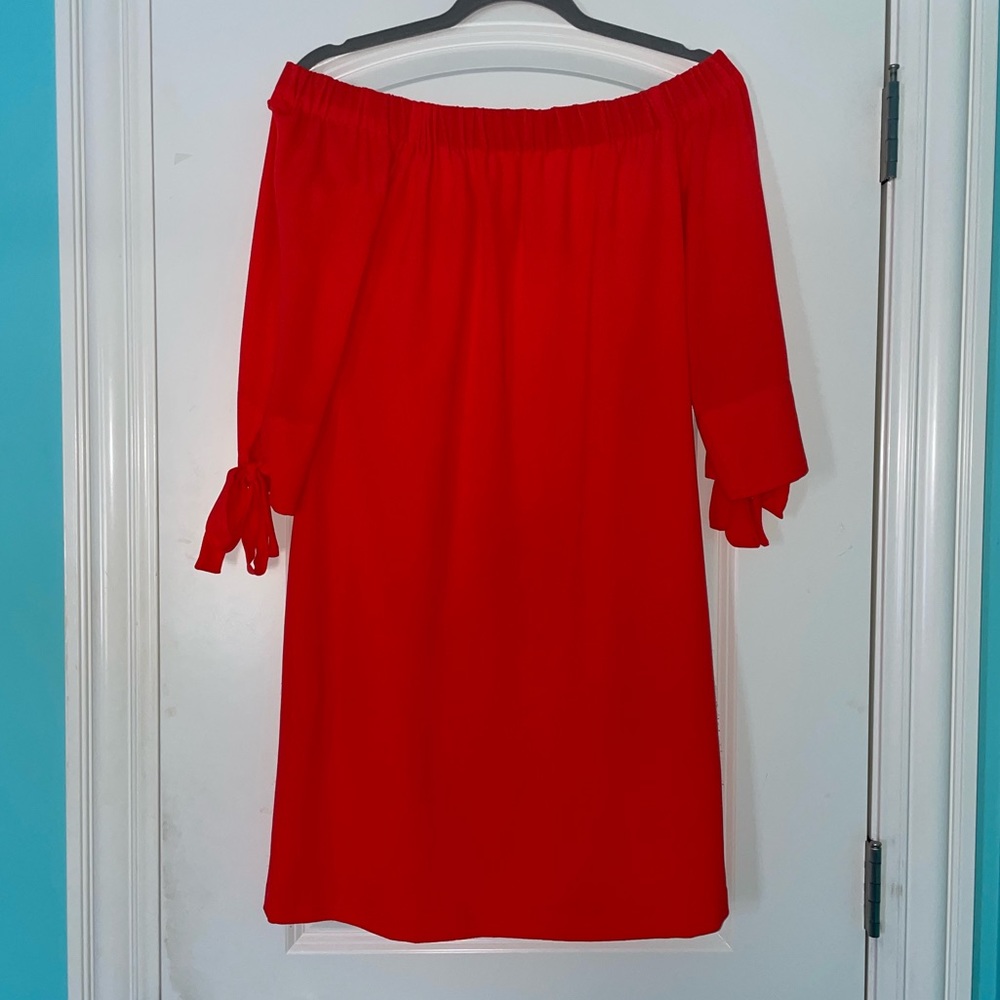 Vince Camuto Red-Orange Off the Shoulder Dress 2